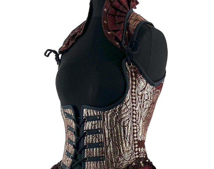 M. Elisa Bustier Dress; a long body under-bust corset dress in Silk Brocade. SKU:2004-8310