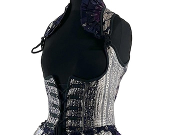 M. Elisa Bustier Dress; a long body under-bust corset dress in Silk Brocade. SKU:2004-8301