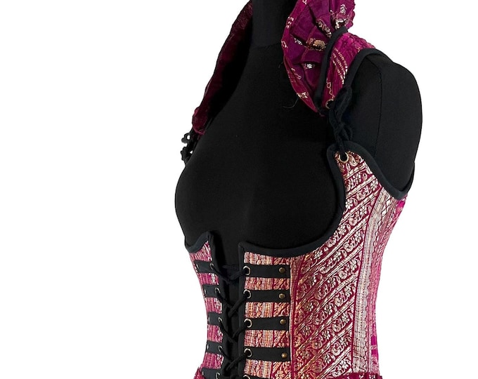 S. Elisa Bustier Dress; a long body under-bust corset dress in Silk Brocade.  SKU:2004-8325