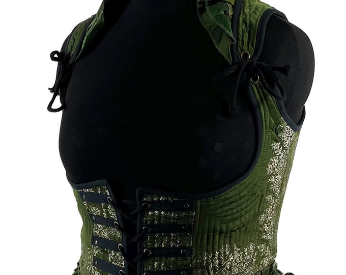 3XL. Elisa Corset Dress; Underbust Bustier in Silk Brocade with long body. SKU:2004-8290