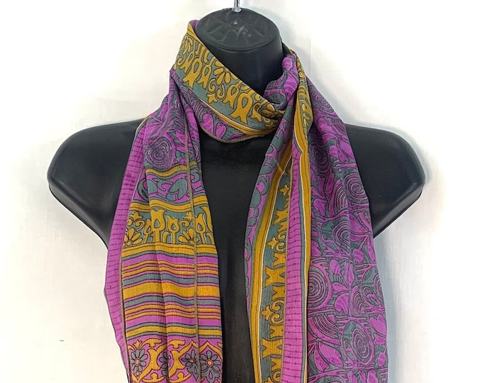 Light Silk Scarf, Gift for her. 78” (198cm) wide & 12” (30cm) long.