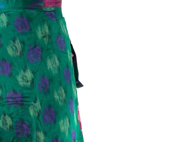 Pahala Maxi Wrap Skirt. Upcycled Vintage Heavy Silk Brocade Sari. One Layer A-Line Wrap Skirt SKU:2032-8469