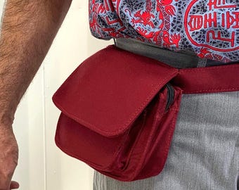 Fanny pack Bum bag Money Cotton Clamshell Tough with  4 zipped pockets, plus 1 open pocket  3 colours SKU:2054-