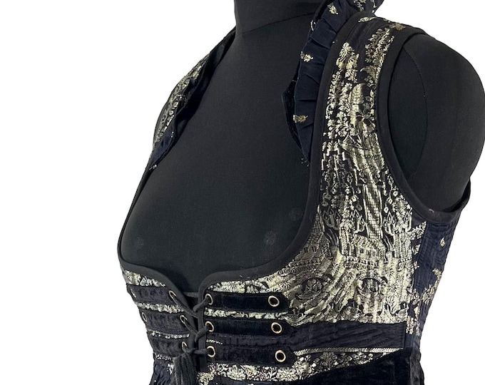 XL. Celeste Velvet Underbust Corset Dress with adjustable skirt SKU:2124-9521