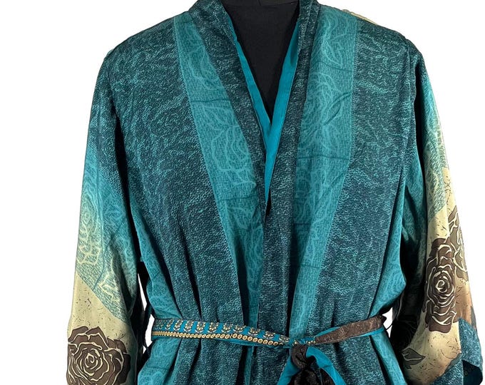 S/M. Luxury Silk Robe; Reversible with deep pockets. A perfect Dressing Gown, Bath Robe, Duster Jacket.  SKU:725-8789-R