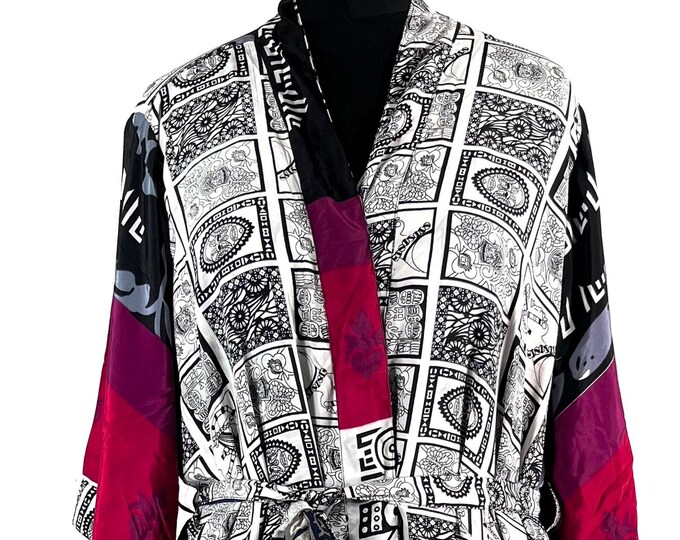 M/L. Luxury Silk Robe; Reversible with deep pockets. A perfect Dressing Gown, Bath Robe, Duster Jacket.  SKU:724-8805-R