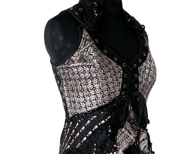 XL Sophia Corset Dress in Vintage Silk Brocade SKU:2000-8562