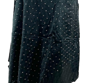 Pahala Maxi Wrap Skirt. Black Upcycled Vintage Heavy Silk Brocade Sari. One Layer A-Line Wrap Skirt SKU:2032-8474