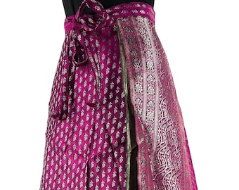 Pemberin Maxi Wrap Skirt - Silk Brocade - Two Layer - A-Line - One Size SKU:2035-8410