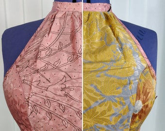 M/L Halter Crop Top, in Light Silk, Reversible (Rave/Festival Top) SKU:439-1942