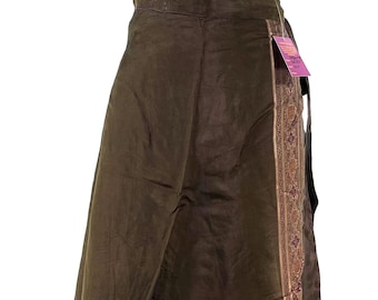 Pahala Maxi Wrap Skirt. Upcycled Vintage Heavy Silk Brocade Sari. One Layer A-Line Wrap Skirt SKU:2032-8470