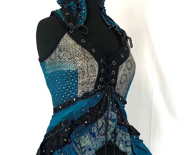 M. Steampunk Corset Dress in Silk brocade. Sophia Corset Dress SKU:2000-2974