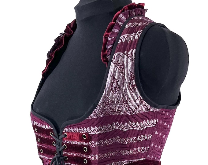 3XL. Celeste Velvet Underbust Corset Dress with adjustable skirt SKU:2126-9541