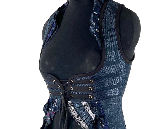 L. Alaxi Bustier Dress; Underbust Corset Cottagecore Dress in Vintage Silk perfect for Bridgerton Cosplay, Larp & Steampunk SKU: 2113-8165