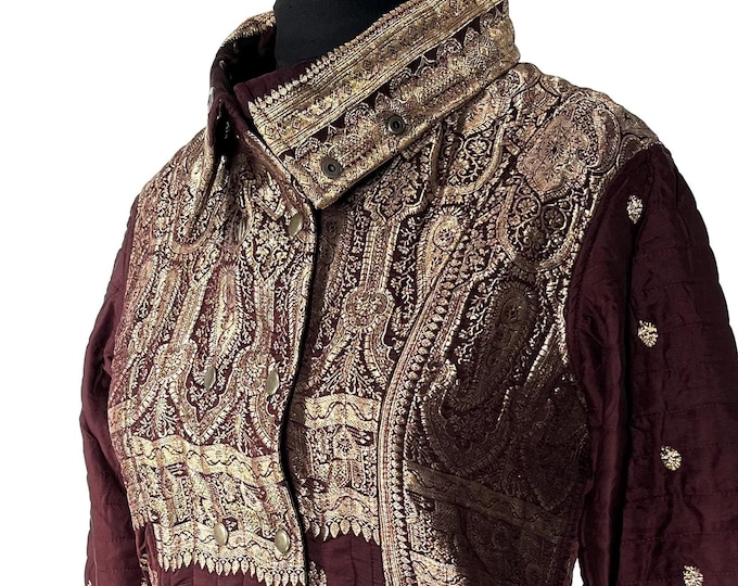 XL. Steampunk Coat; a Silk Brocade Fleece Lined Tailcoat SKU:549-8392