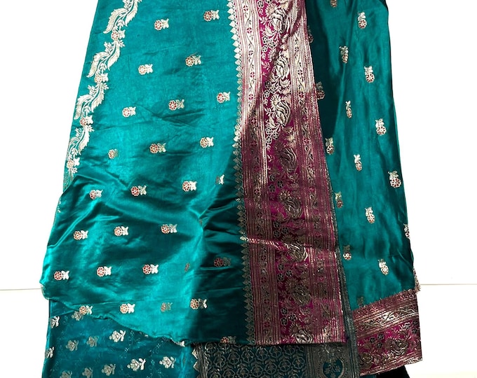 Pemberin Maxi One Size Wrap Skirt in Upcycled Heavy Silk Brocade Sari. (Two Layer A-Line Wrap Skirt)  SKU:2035-8417