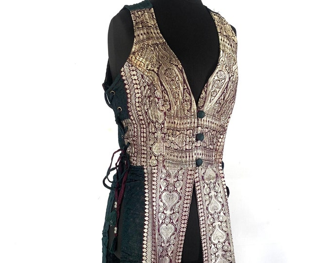L. Goddess Dress in Silk Brocade Priestess Ceremony Temple Dress. Renaissance, Wiccan, Cosplay Larp. SKU: 3102-5288