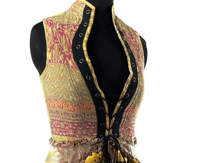 Corset Dress XL. Amalie Silk Fantasy Steampunk sleeveless dress; a perfect Cosplay Renaissance Bustle SKU:2043-7770