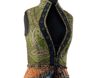 Corset Dress L Amalie - Silk - Fantasy Steampunk - Sleeveless - Bustle SKU:2042-7748