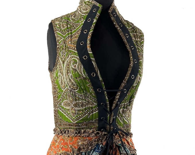 Corset Dress L. Amalie Silk Fantasy Steampunk sleeveless dress; a perfect Cosplay Renaissance Bustle SKU:2042-7748