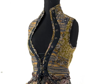 Corset Dress M. Amalie Silk Fantasy Steampunk sleeveless dress; a perfect Cosplay Renaissance Bustle SKU:2041-7811