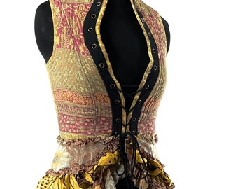 Corset Dress XL Amalie - Silk - Fantasy Steampunk - Sleeveless - Bustle SKU:2043-7770
