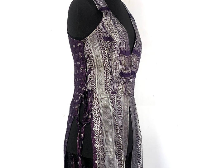L. Goddess Dress in Silk Brocade Priestess Ceremony Temple Dress. Renaissance, Wiccan, Cosplay Larp. SKU: 3102-5289