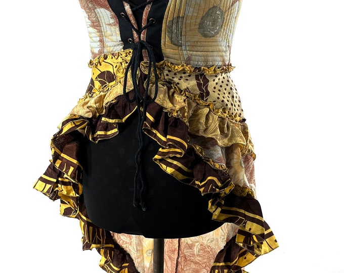 Corset Dress XL Amalie - Silk - Fantasy Steampunk - Sleeveless - Bustle SKU:2043-7762