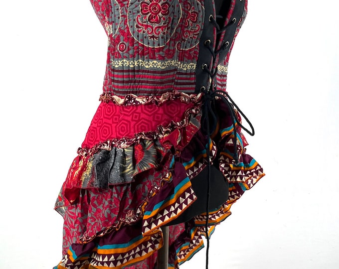 Corset Dress L Amalie - Silk - Fantasy Steampunk - Sleeveless - Bustle SKU:2042-7746