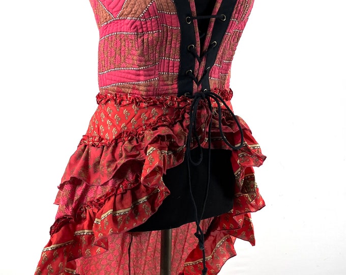 Corset Dress L Amalie - Silk - Fantasy Steampunk - Sleeveless - Bustle SKU:2042-7742