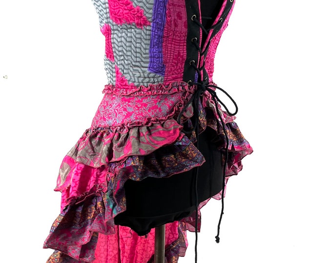 Corset Dress M Amalie - Silk - Fantasy Steampunk - Sleeveless - Bustle SKU:2041-7801