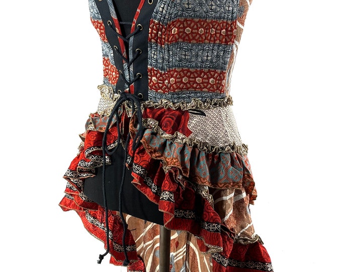 Corset Dress L Amalie - Silk - Fantasy Steampunk - Sleeveless - Bustle SKU:2042-7743