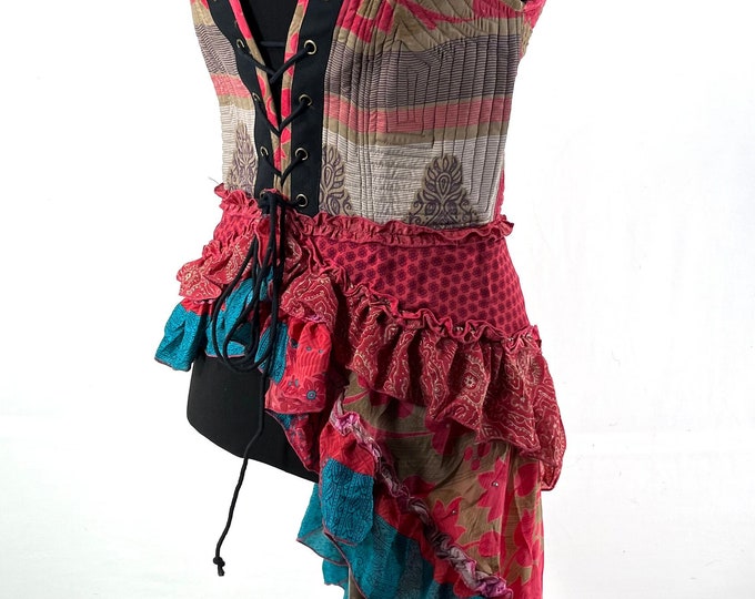 Corset Dress L Amalie - Silk - Fantasy Steampunk - Sleeveless - Bustle SKU:2042-7747