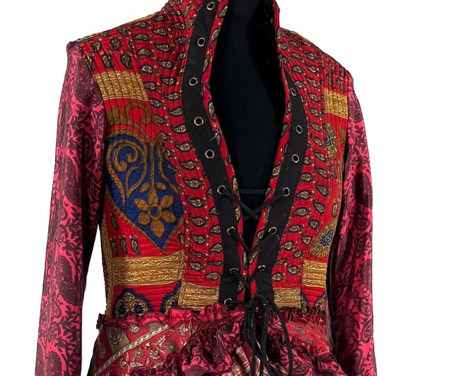 XL. Seraphina Corset Dress, Silk, Long Sleeves.  SKU:1008-8172