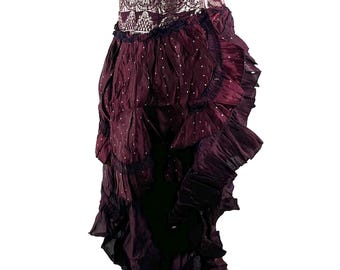 S Elisa Bustier Dress; Steampunk Under-bust Long Body Corset in Silk Brocade, (SKU:2004-10254)