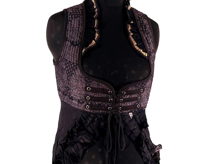2XL. Alaxi Bustier Dress; Under-bust Corset Dress in Vintage Silk Brocade.  SKU: 2115-8090