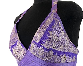 4XL. Phoenix Tribal Top. New cut in Up-cycled Silk brocade. Big Cleavage. SKU:1028-5926