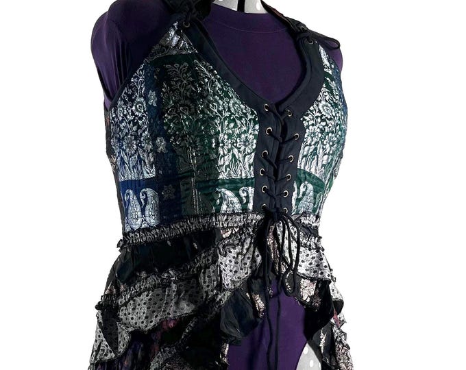 5XL Varuna Corset Dress in Silk Brocade with long body. SKU:2002-10193