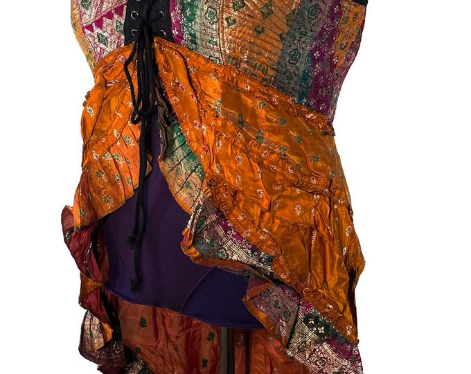 6XL Sophia Corset Dress in Silk brocade. Handmade Renaissance Festival Steampunk (SKU:2000-8509)