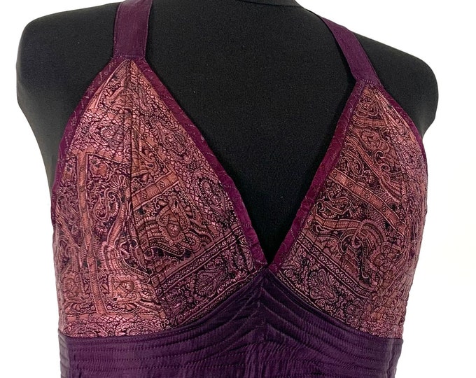 4XL. Phoenix Tribal Top. New cut in Up-cycled Silk brocade. Big Cleavage. SKU:1028-5918
