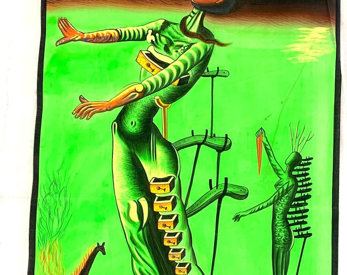 UV Art 69cm x 44cm apron. Blacklight Fluorescent Glow Art Backdrop / Tapestry Wall Hanging. 27” X 17”