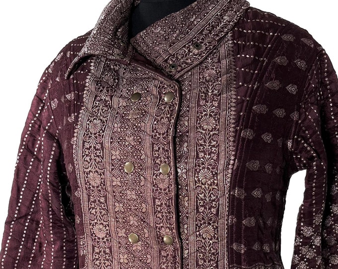 2XL. Steampunk Coat; a Silk Brocade Fleece Lined Tailcoat SKU:549-8399