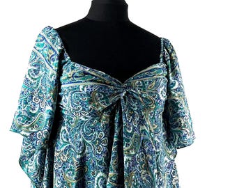 Stevie Boho Floaty Silk Top - Garden Forest Fairy Pixie Blouse  SKU:440-8329