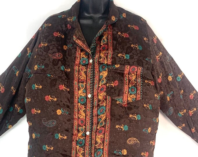 L. Romilly Silk Shirt Dress, Long Sleeve with Pocket and buttons at front. Soft sari, Loose & Comfy SKU:322-4983