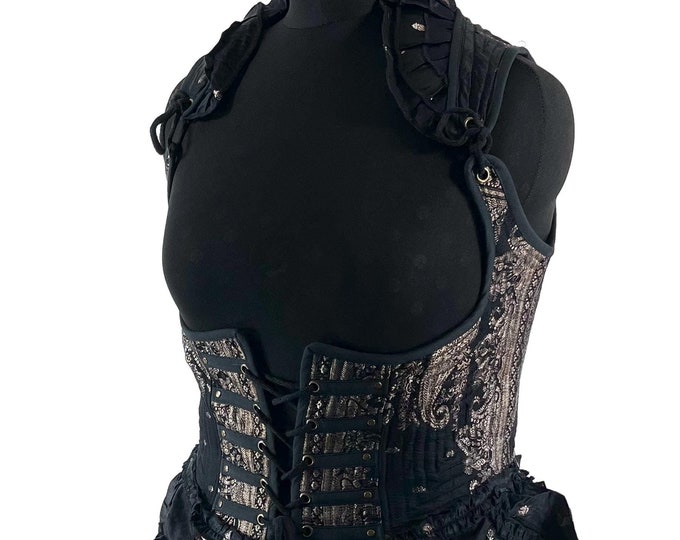 3XL. Elisa Corset Dress; Underbust Bustier in Silk Brocade with long body. SKU:2004-8295