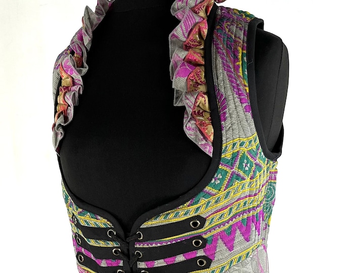 S. Celeste Underbust Corset Dress. Bustier with adj tail length. Vintage Silk. Steampunk, Fairy, Renaissance SKU:985-5433