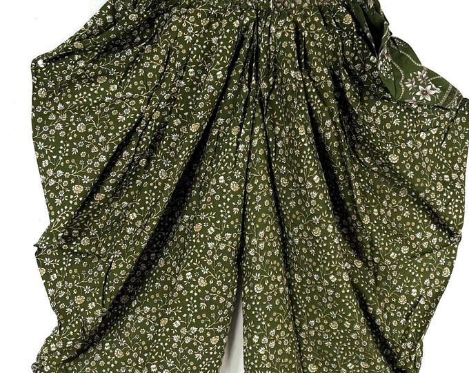 Caroline Waterfall Silk Harem Pants; Handmade One Size, Elasticated waist. Comfy yoga Eco Trousers.  SKU:860-9095