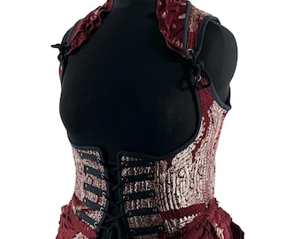3XL Elisa Corset Dress; Underbust Bustier in Silk Brocade with long body. SKU:2004-8294