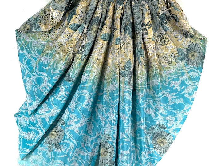 Caroline Waterfall Silk Harem Pants; Handmade One Size, Elasticated waist. Comfy yoga Eco Trousers.  SKU:860-9094