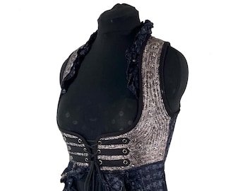 L. Alaxi Bustier Dress; Underbust Corset Cottagecore Dress in Vintage Silk perfect for Bridgerton Cosplay, Larp & Steampunk SKU: 2113-8161